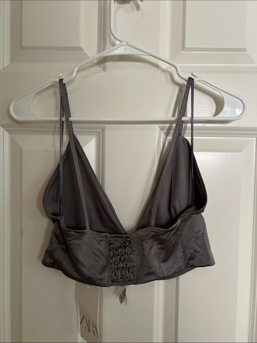 Zara Charcoal Gray Satin Bralette - Picture 2 of 4